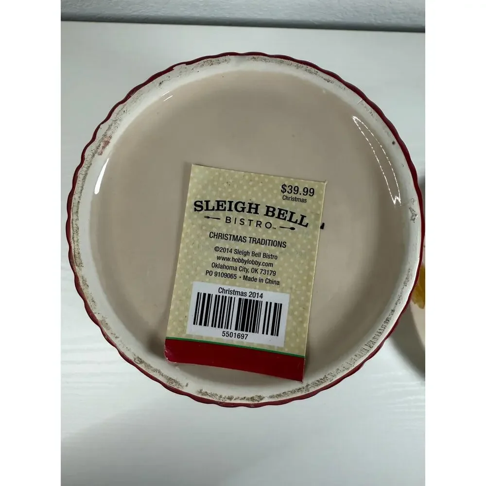 NWT Hobby Lobby Sleigh Bell Bistro Christmas Ceramic Lidded Jar, Cardinal Bird